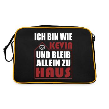 Ich bin wie Kevin & bleib zu Haus - stay at home - Retro Tasche - Schwarz/Gold - Hinten