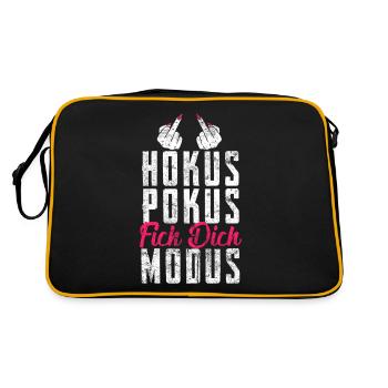 Hokus Pokus Fick Dich Modus Lustig - Retro Tasche - Schwarz/Gold - Hinten