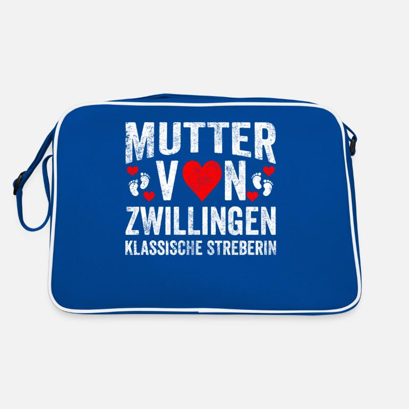 Zwillinge Mama Mutter Muttertag Geburt Retro Tasche