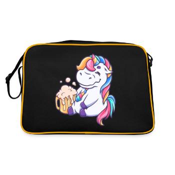 drunk unicorn drinks unicorn beer - Retro Bag - black/gold - Back
