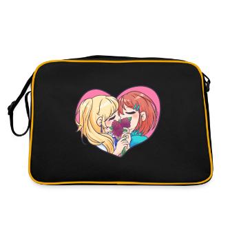 Kiss Day LBGT girl woman love - Retro Bag - black/gold - Back