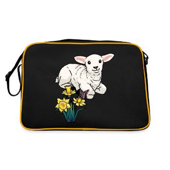 Baby Lamb Sheep Easter Children Happy Easter - Retro Bag - black/gold - Back