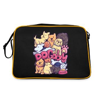 Famille de chiens chien de berger chiot Bulldog - Sac Retro - noir/or - Dos