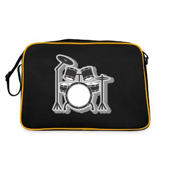 Schlagzeuger Schlagzeug - Retro Tasche - Schwarz/Gold - Hinten