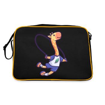 Giraffe Seilspringen Sport Geschenk - Retro Tasche - Schwarz/Gold - Hinten
