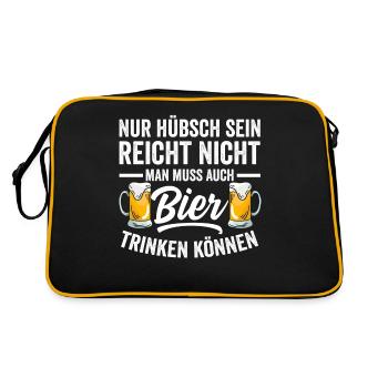 Bier Trinken und Hübsch sein - Retro Tasche - Schwarz/Gold - Hinten