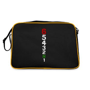 Motorcycle gear shift 1N23456 heartbeat EKG pulse - Retro Bag - black/gold - Back
