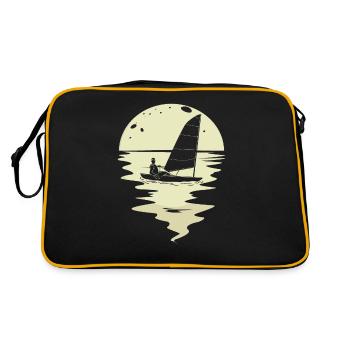 Sailing sailors ship yacht boat sailboat moon - Retro Bag - black/gold - Back