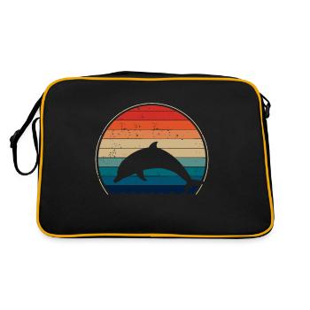 Delfin Delfine retro - Retro Tasche - Schwarz/Gold - Hinten