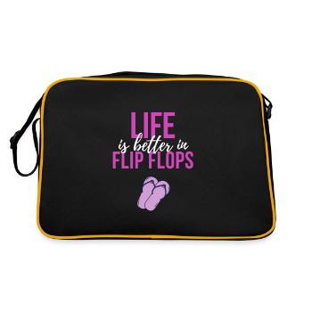 Flip Flops Leben - Retro Tasche - Schwarz/Gold - Hinten