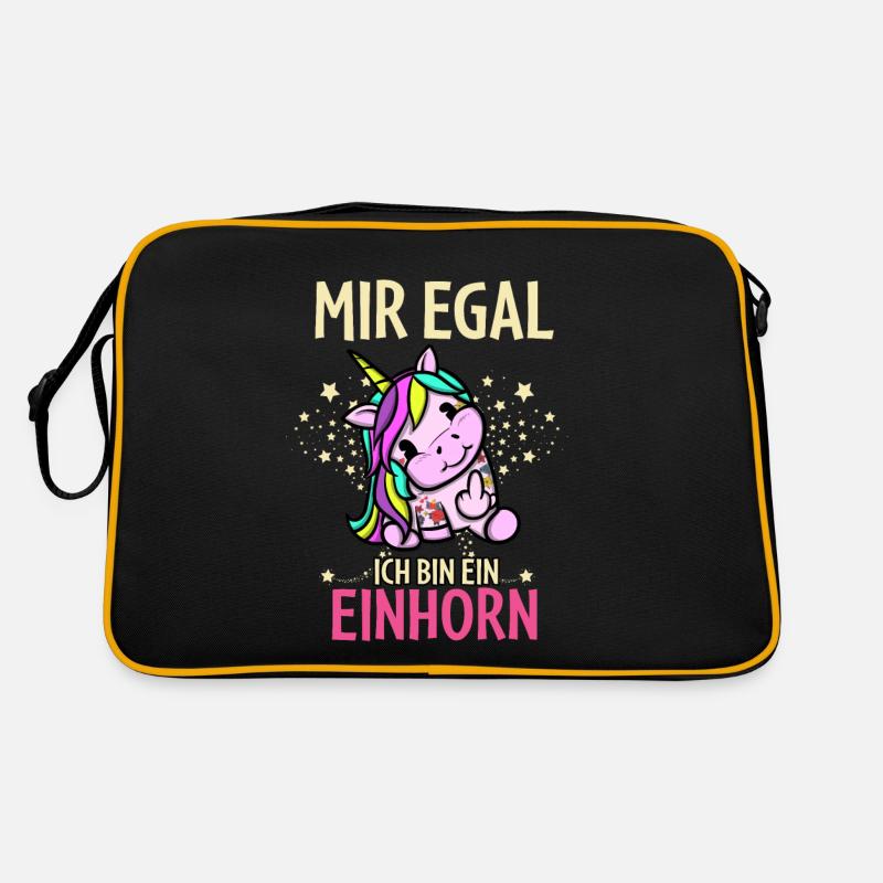 Mir Egal Ich Bin Ein Einhorn - Retro Tasche - Schwarz/Gold