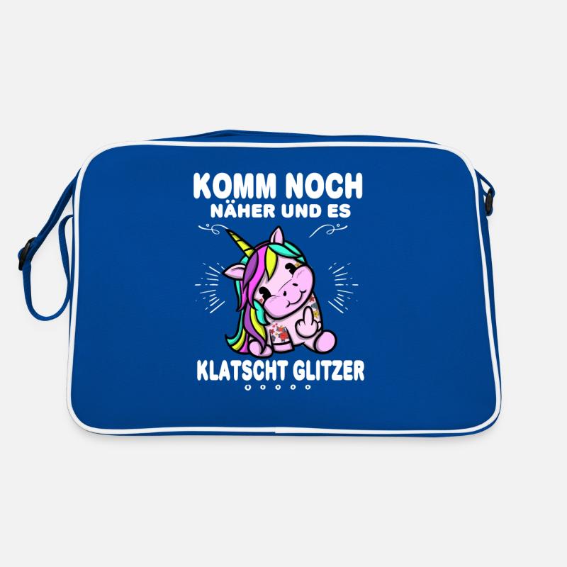 Einhorn Glitzer Aggressiv Retro Tasche