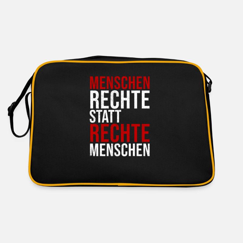Menschenrechte statt rechte Menschen - Retro Tasche - Schwarz/Gold