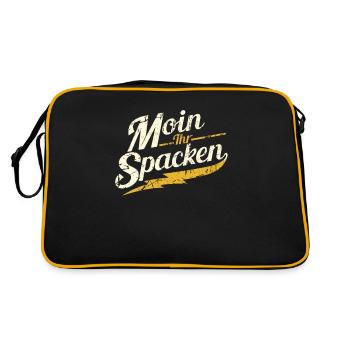 Moin Ihr Spacken Retro Spruch - Retro Tasche - Schwarz/Gold - Hinten