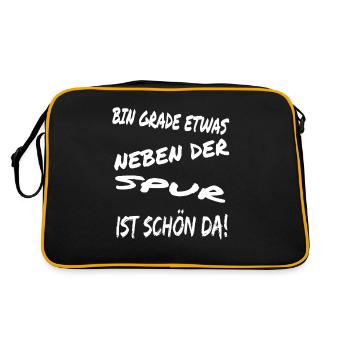 Bin grade etwas neben der Spur ist schön da - Retro Tasche - Schwarz/Gold - Hinten