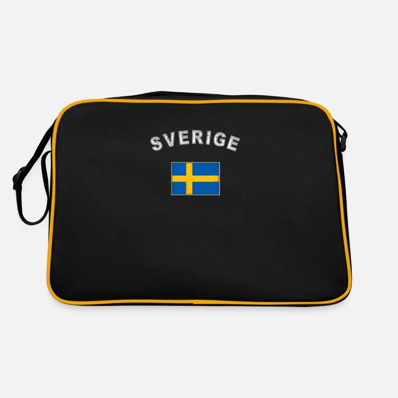 Suède drapeau suédois Drapeau - Sac Retro - noir/or