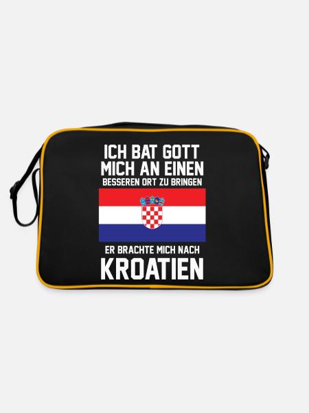 Kroatien Jugoslawien Urlauber Tourist Reise - Retro Tasche - Schwarz/Gold - Hinten