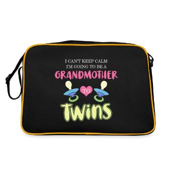 Baby twins expectant mother gift grandma - Retro Bag - black/gold - Back