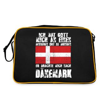 Dänemark Nordmänner Skandinavien Wikinger Urlaub - Retro Tasche - Schwarz/Gold - Hinten