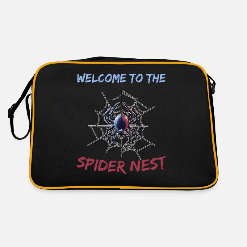 Spinne im Spinnennetz Retro Tasche