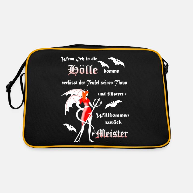 Teufel Satan Luzifer - Retro Tasche - Schwarz/Gold