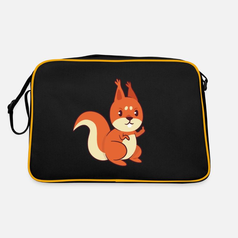 Eichhörnchen - Retro Tasche - Schwarz/Gold