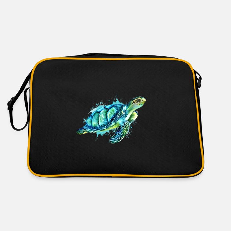 Tortue de mer - Sac Retro - noir/or