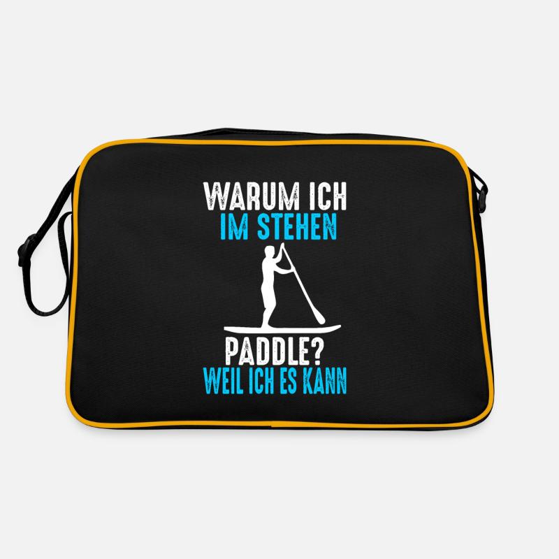 Stand Up Paddling SUP Paddeln Sommer Strand - Retro Tasche - Schwarz/Gold