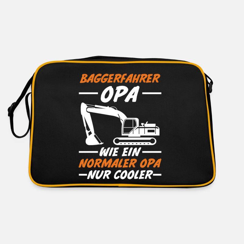 Bagger Opa Tiefbauer Großvater Baggerfahrer - Retro Tasche - Schwarz/Gold