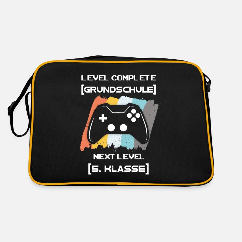 5 Klasse Einschulung 5. Klasse Gaming Level - Retro Tasche - Schwarz/Gold