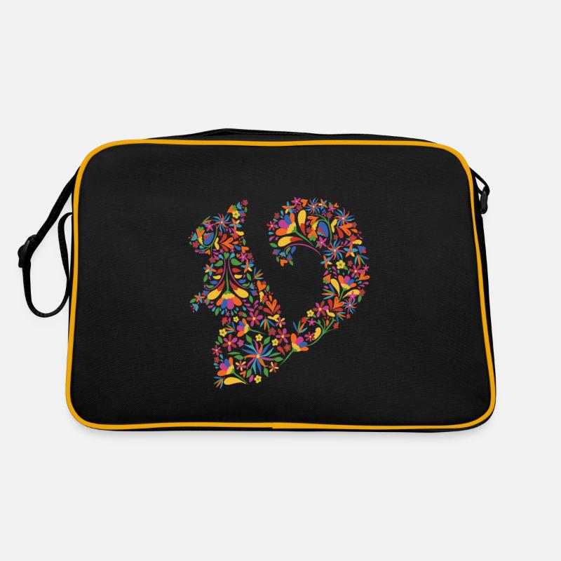 Eichhörnchen - Retro Tasche - Schwarz/Gold
