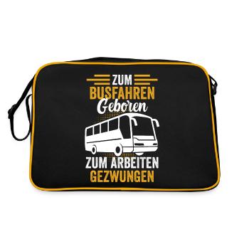 Bus Busfahrer Reisebus Omnibus Schulbus Lustig - Retro Tasche - Schwarz/Gold - Hinten