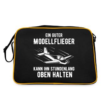 Modellflieger Sprüche Modellflugzeug Geschenk - Retro Tasche - Schwarz/Gold - Hinten