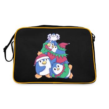 Xmas penguin family Christmas tree - Retro Bag - black/gold - Back