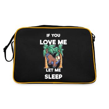 schlafen Faultier Liebe müde Bett - Retro Tasche - Schwarz/Gold - Hinten