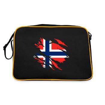 Norwegen Flagge - Retro Tasche - Schwarz/Gold - Hinten