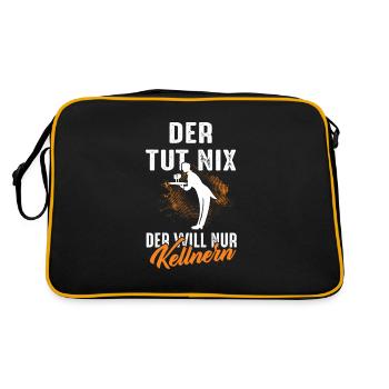 Kellner Kellnern Restaurant Bediunung Oberkellner - Retro Tasche - Schwarz/Gold - Hinten