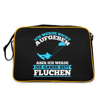 Kitesurfen Surfer Wellenreiten Kiteboearding Lusti - Retro Tasche - Schwarz/Gold - Hinten