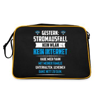 Stromausfall kein WLAN kein Internet - Retro Tasche - Schwarz/Gold - Hinten