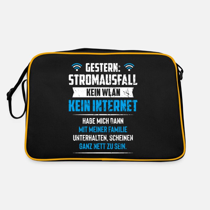 Stromausfall kein WLAN kein Internet - Retro Tasche - Schwarz/Gold