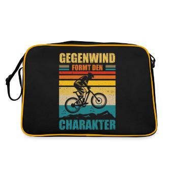 Gegenwind formt den Charakter Mountainbike MTB - Retro Tasche - Schwarz/Gold - Hinten