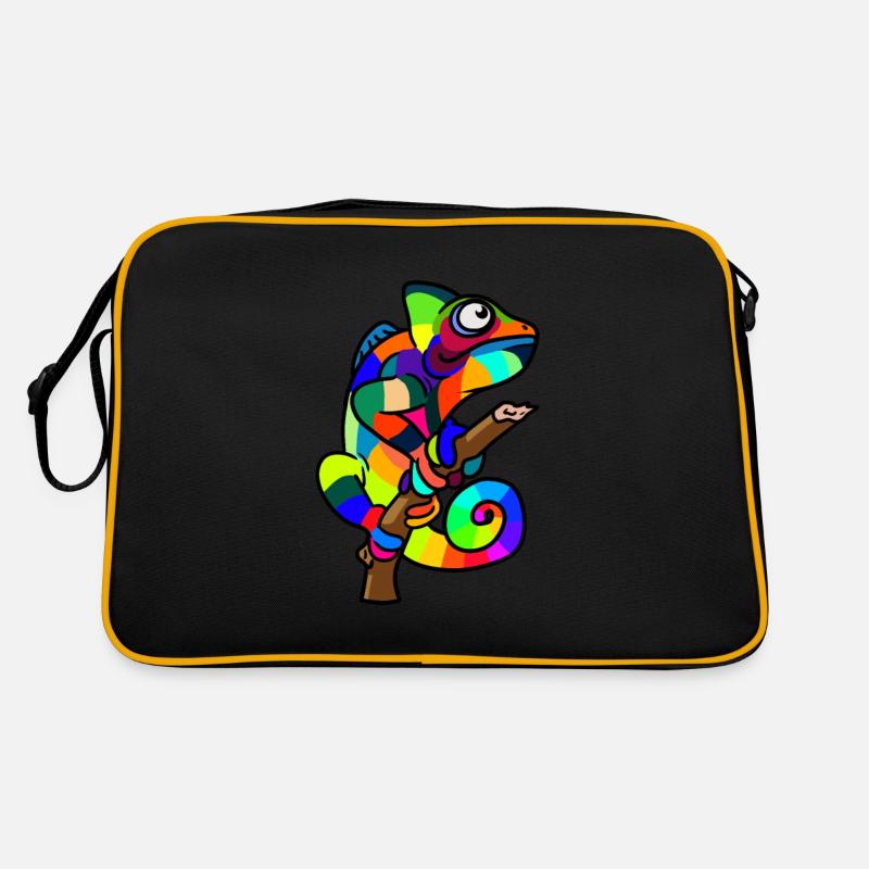 chameleon echse chamäleon exotisch bunt Retro Tasche