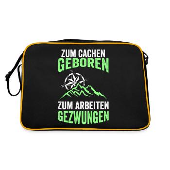 Geocachen Geocacher Cache Caching Schatzsuche Lust - Retro Tasche - Schwarz/Gold - Hinten
