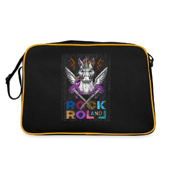 Rock and roll unicorn unicorn guitar headbang - Retro Bag - black/gold - Back