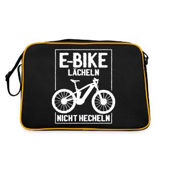 E-Bike Rentner lächeln hecheln - Retro Tasche - Schwarz/Gold - Hinten