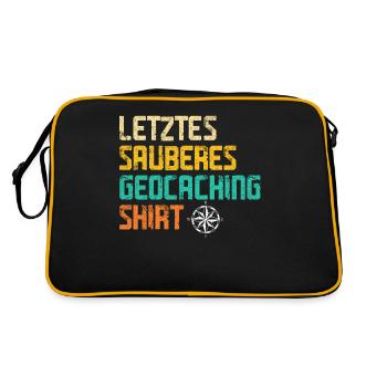 Geocacher Caching Cache Geocache Geocachen Lustig - Retro Tasche - Schwarz/Gold - Hinten
