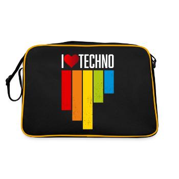J’aime la techno - Sac Retro - noir/or - Dos