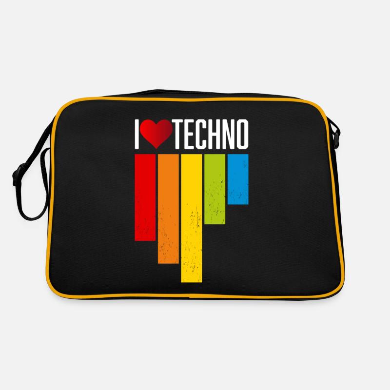 J’aime la techno - Sac Retro - noir/or