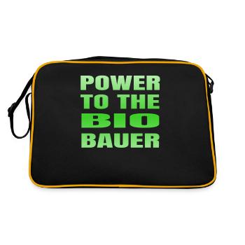 Landwirt Öko Power to the Bio Biobauer - Retro Tasche - Schwarz/Gold - Hinten