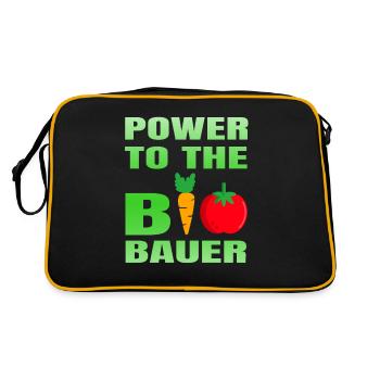Landwirt Öko Power to the Bio Biobauer - Retro Tasche - Schwarz/Gold - Hinten